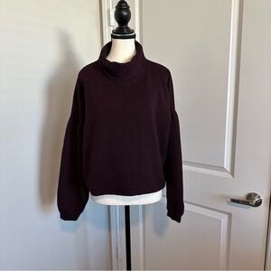 90° by Reflex Maroon Cropped Sweater Balloon‎ Sleeve Size Large EUC